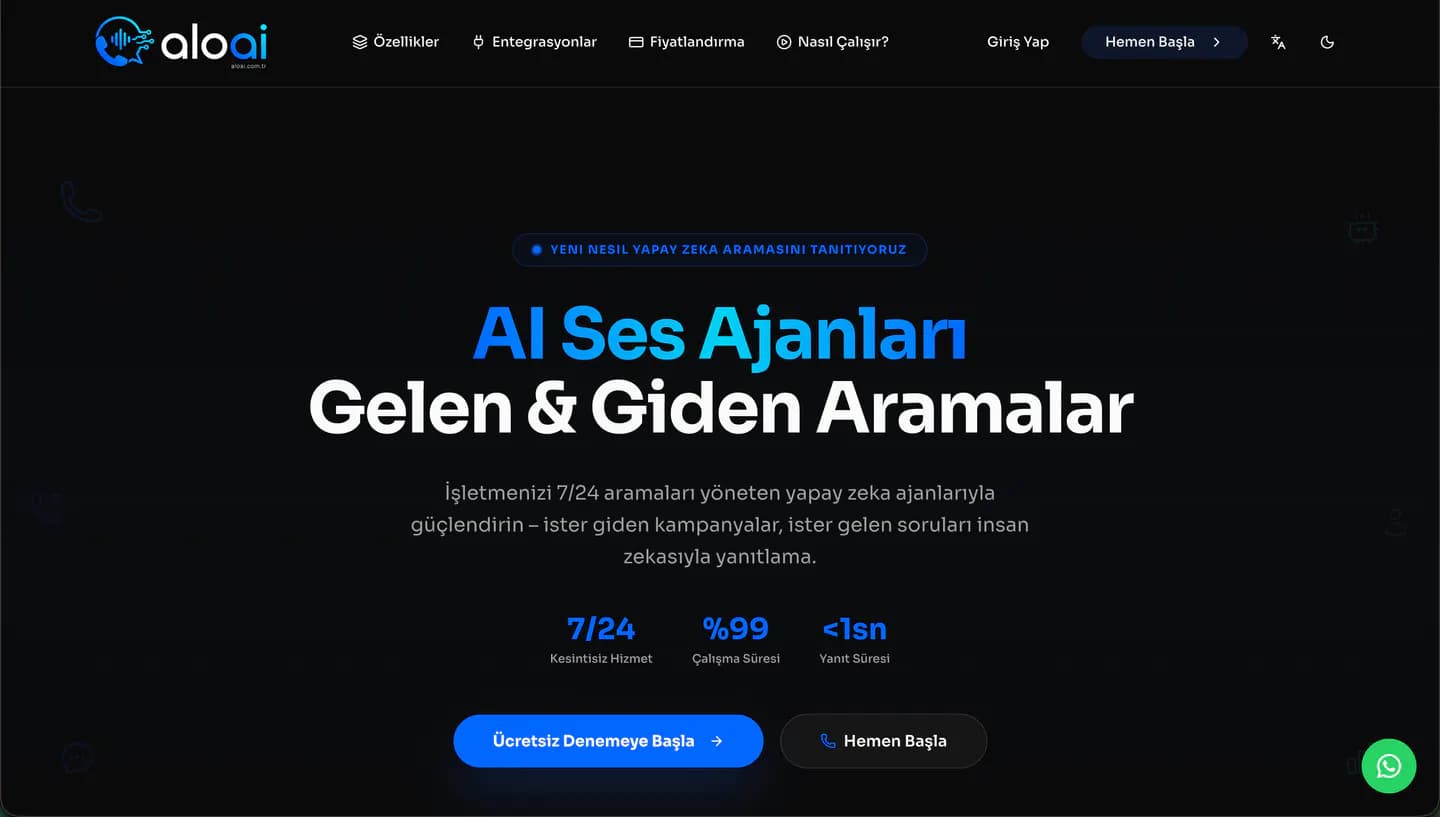 Alo Ai web tasarımı önizlemesi