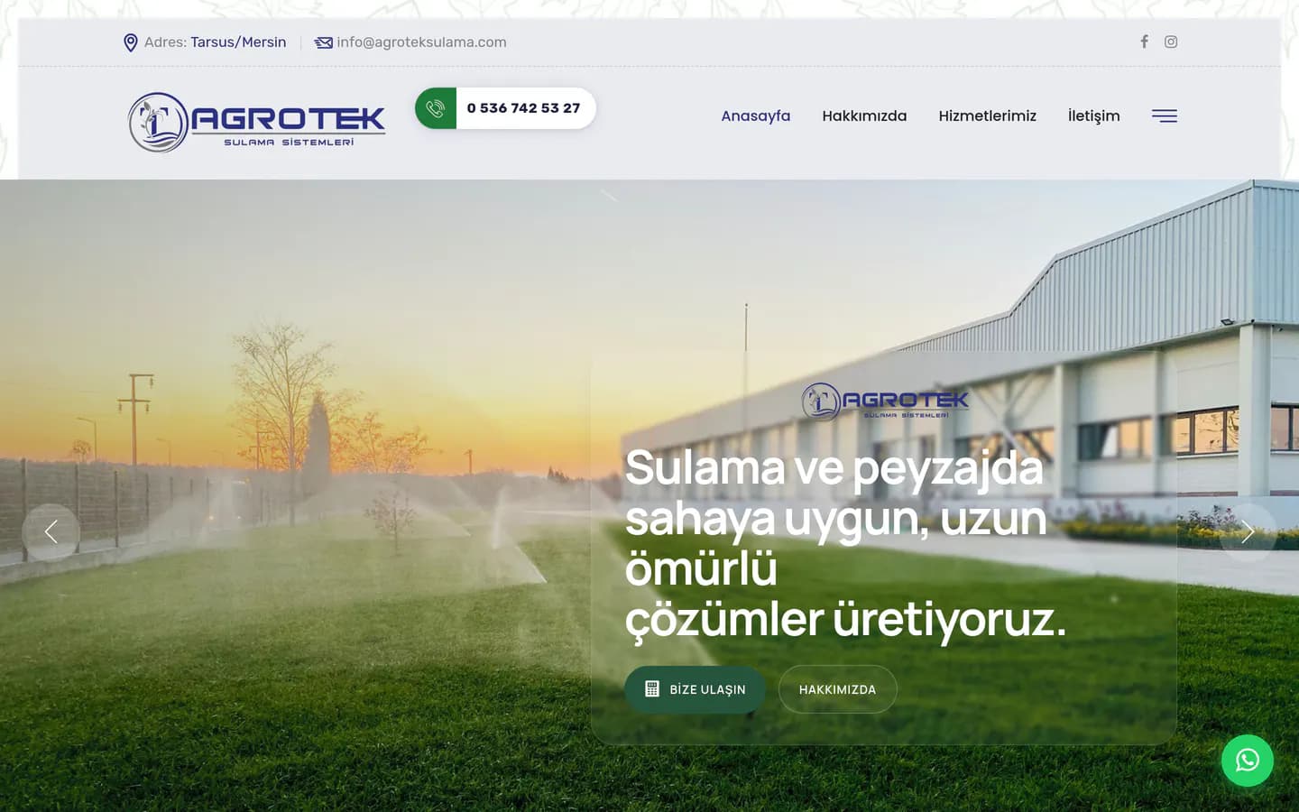 Agrotek Sulama web tasarımı önizlemesi