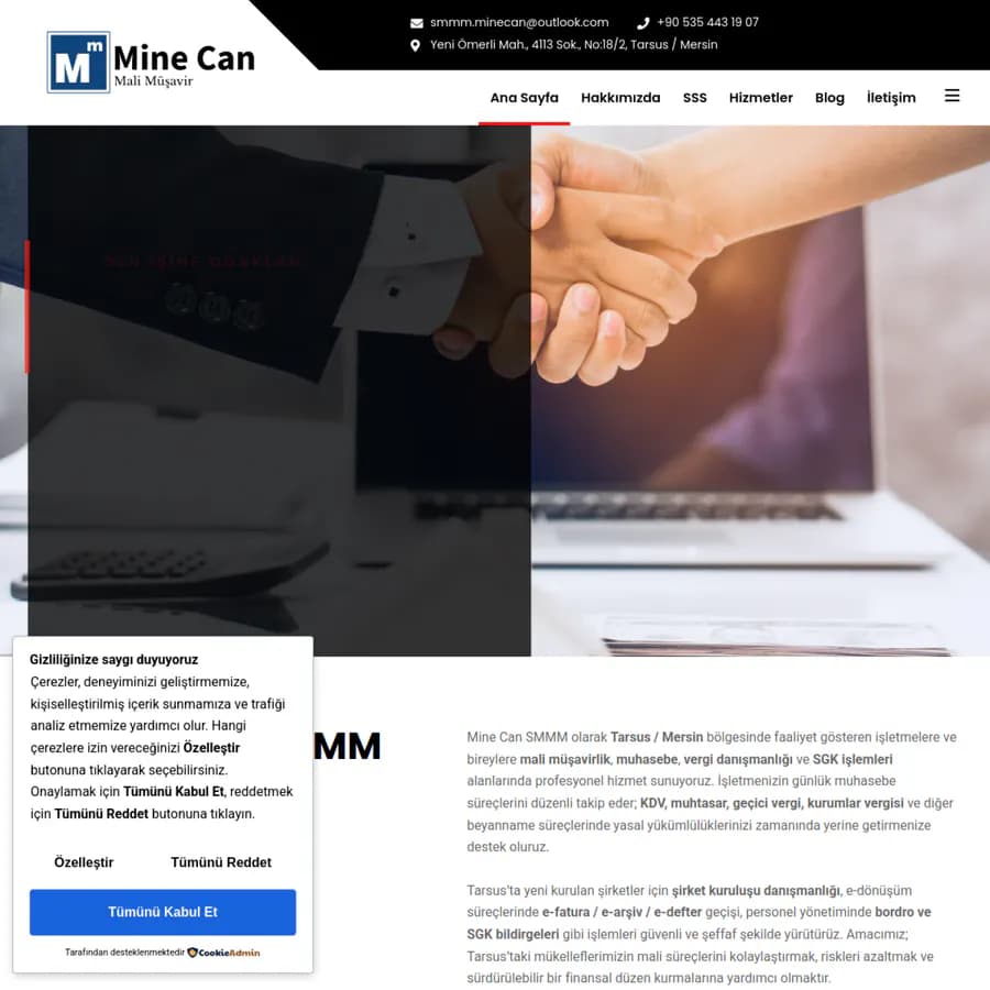 Mine Can SMMM web tasarımı önizlemesi