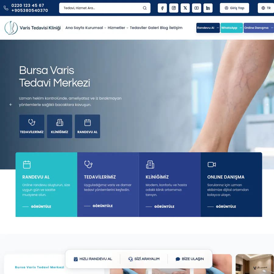 Özelleştirilebilir Klinik Scripti web tasarımı önizlemesi